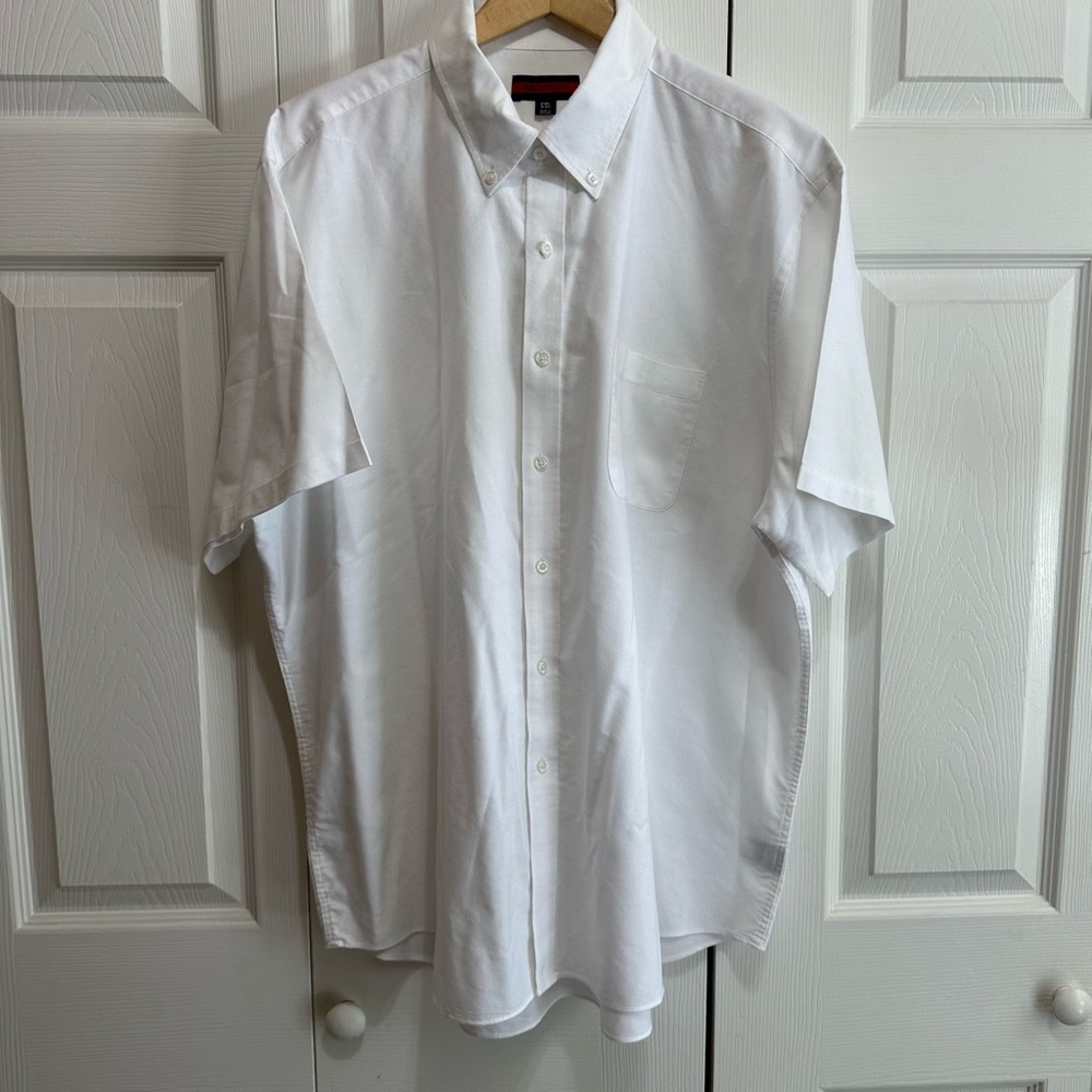 Men’s Architect Collared Button Down Short Sleeve Shirt, White, size XXL